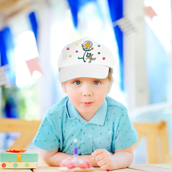 SHINEOFI 10er Set Kinder Kappen zum Bemalen, Weisse Basecap Blanko Baumwolle, Grössenverstellbare Sn