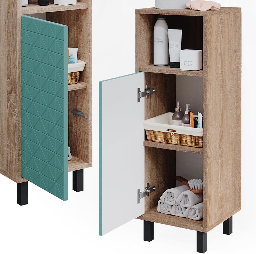 Vicco Midischrank Agasta, Mintgrün/Sonoma, 30 x 87.2 cm Mintgrün Badschrank, Mintgrün Badschrank