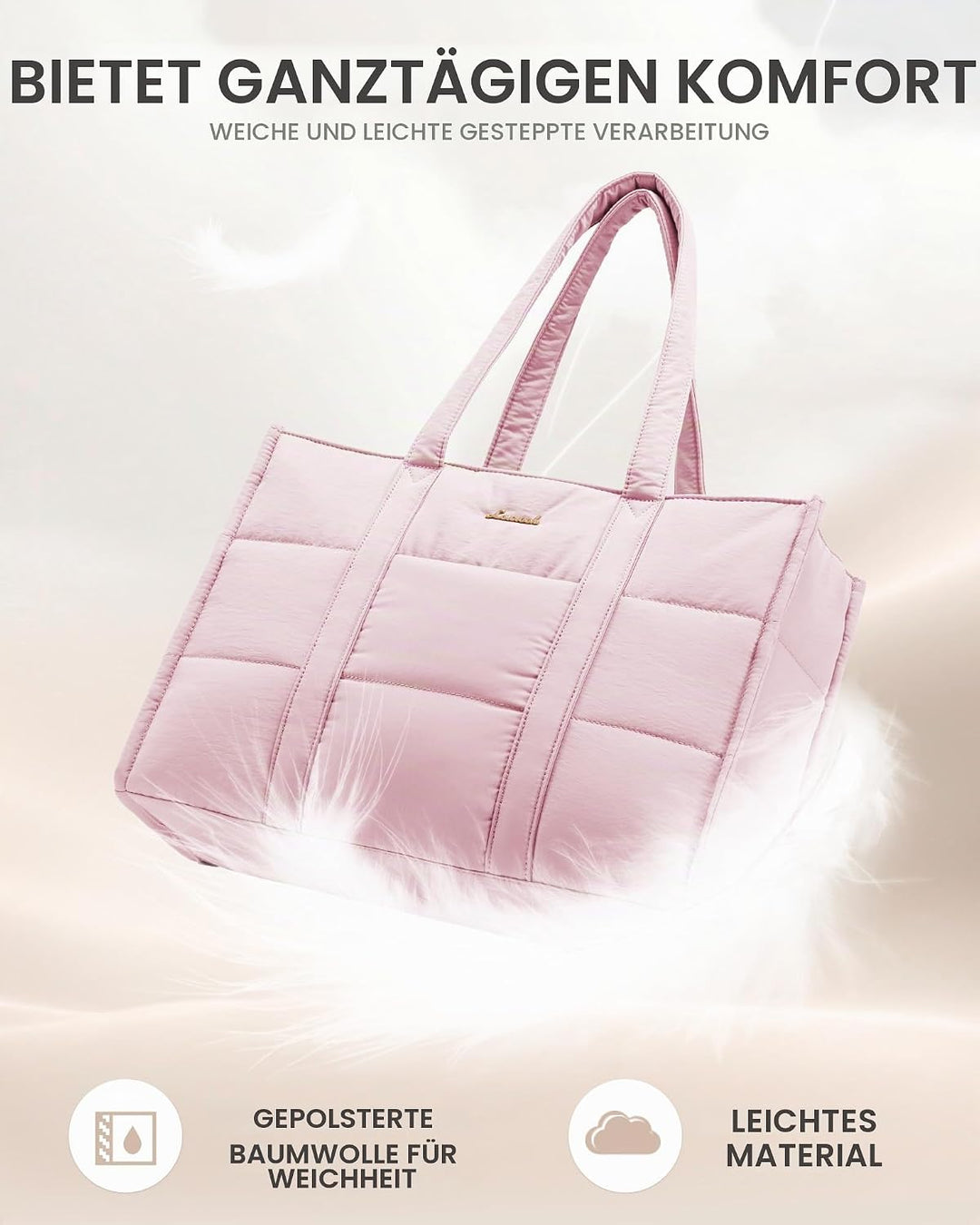 LOVEVOOK Handtasche Damen Gross, Puffer Laptoptasche 15,6 Zoll Shopper Tasche Arbeitstasche Aktentas