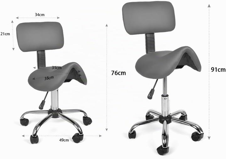 Mingone Sattelhocker mit Rückenlehne Drehhocker Arbeitsstuhl Ergonomisch Bürohocker mit Rollen Satte