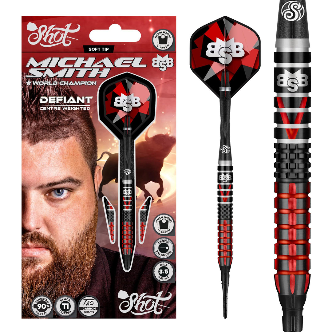 Shot Soft Darts Michael Smith Bully Boy Defiant 90% Tungsten Softtip Darts Softdart Hochwertige Tung