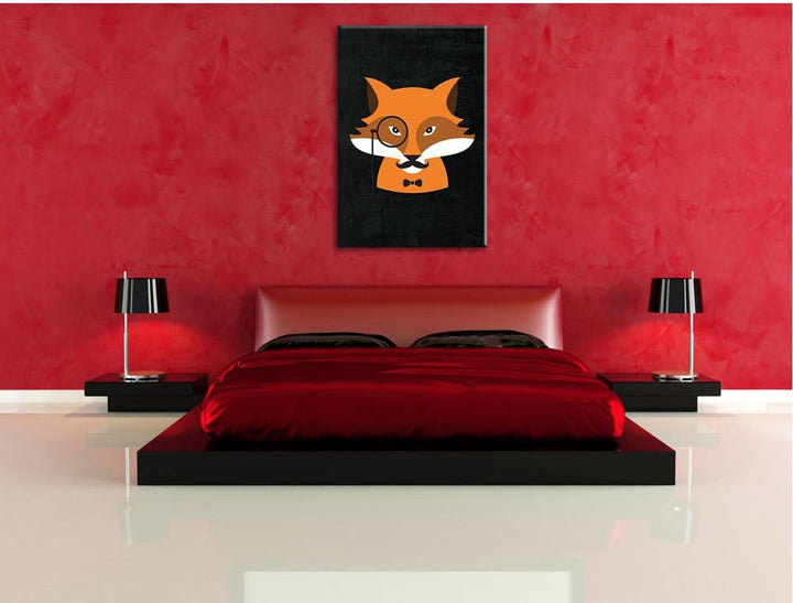 Pixxprint Hipster Fuchs als Leinwandbild/Grösse: 100x70 / Wandbild/Kunstdruck/fertig bespannt 70x100