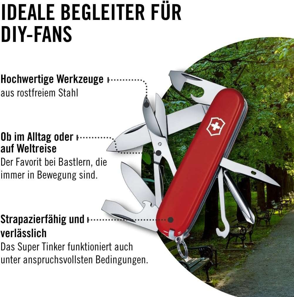 Victorinox Schweizer Taschenmesser Super Tinker, Swiss Army Knife, Multitool, 14 Funktionen, Klinge,
