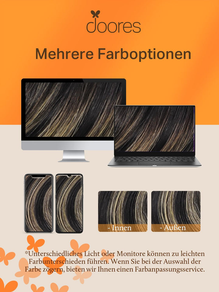 DOORES Extensions Echthaar Tape in, Balayage Natürliches Schwarz bis Hellblond 35cm (14zoll) 100g 40