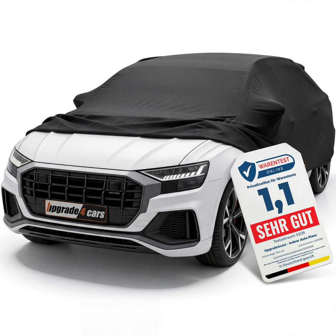Upgrade4cars Autoabdeckung Indoor Stretch | Auto Abdeckplane aus Stoff in Schwarz | Grösse SUV - S (