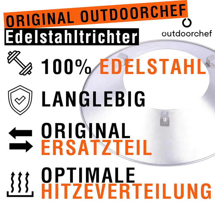 Outdoorchef Ersatzteil Edelstahl Trichter Set - Ersatz Trichter für 480 570er Gas Kugelgrill - Passe