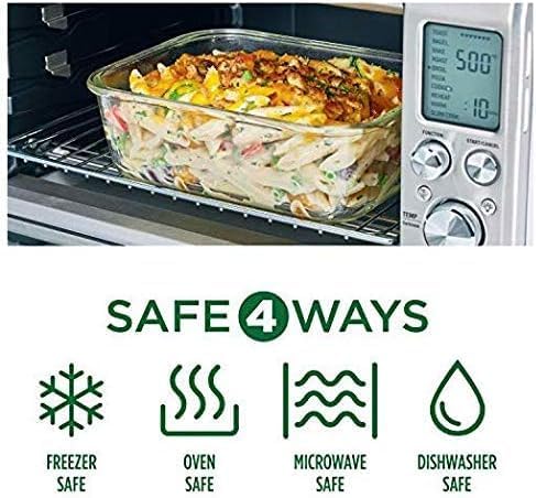 Lock & Lock Boroseal Glas Frischhaltedosen mit Deckel - 3er Set Boxen - Quadratisch - für Backofen,