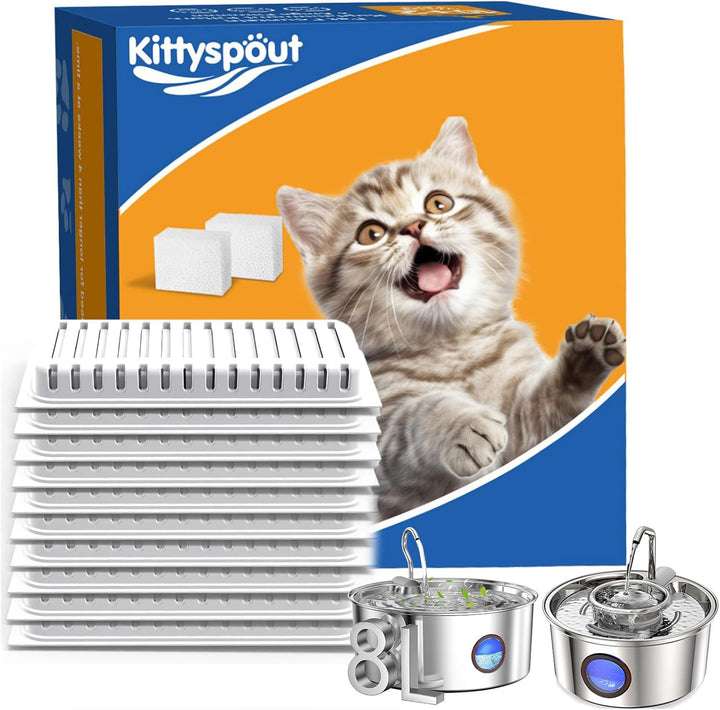Ersatzfilter für Kittyspout Edelstahl Trinkbrunnen für Katzen, Katzenbrunnen Filter 10 Stück 2 Schwä