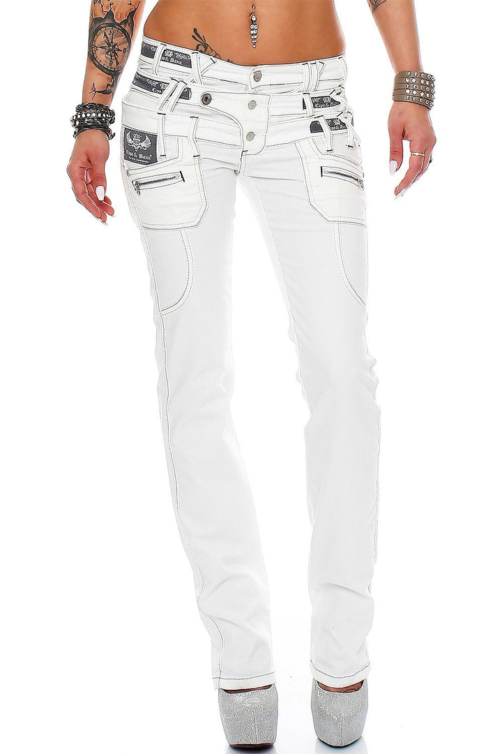 Cipo &amp; Baxx Damen Jeans mit verzierten Gesässtaschen Stilvolle Passformen für jeden Anlass Komfort D