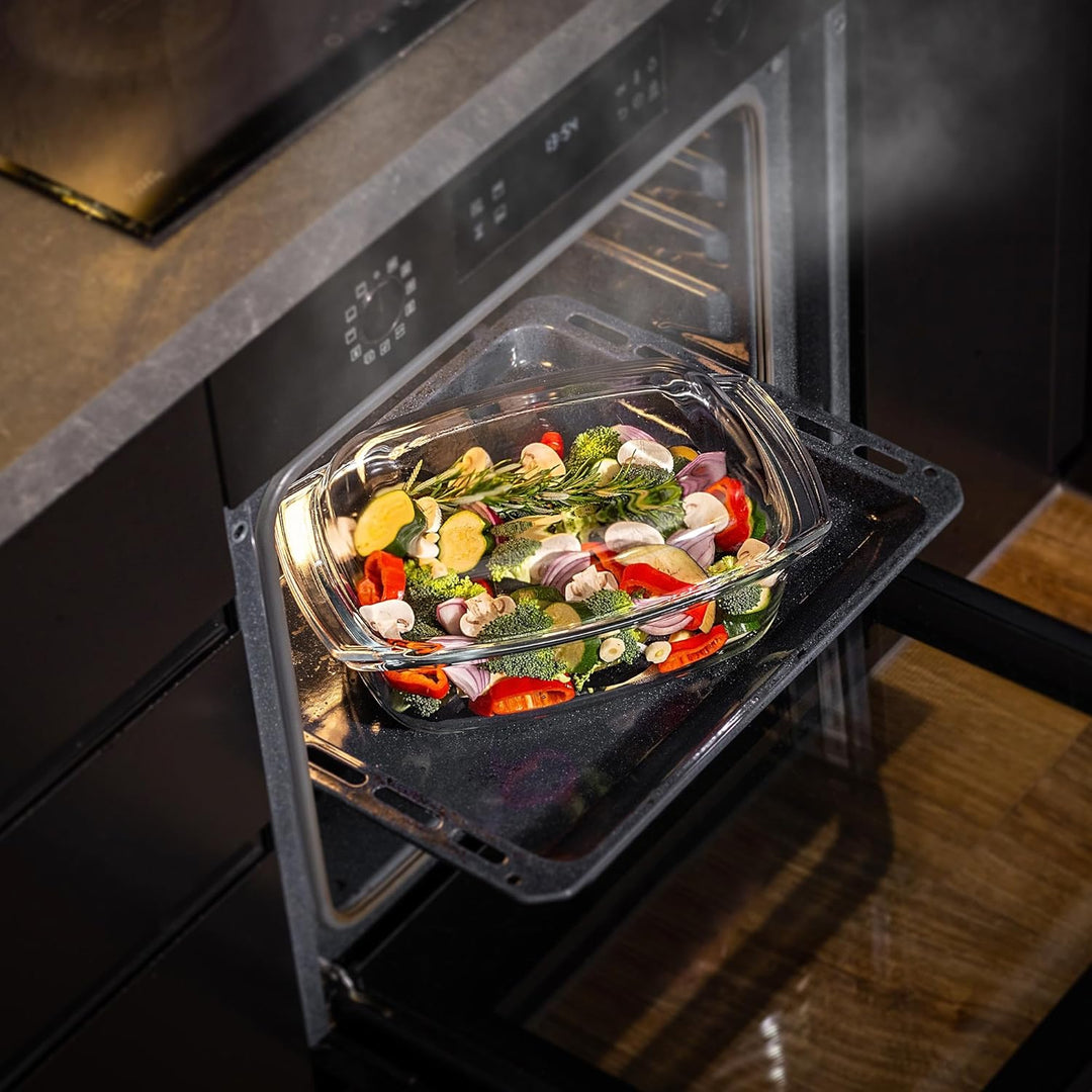 KADAX Glasbräter, Auflaufform mit Deckel aus hitzebeständigem Glas, feuerfestes Gefäss für Lasagne,