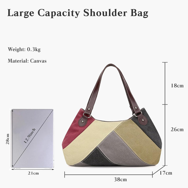 CORIOS Damen Handtasche Multi-Color Streifen Schultertasche Canvas Tote Beutel Grosse Kapazität Trag