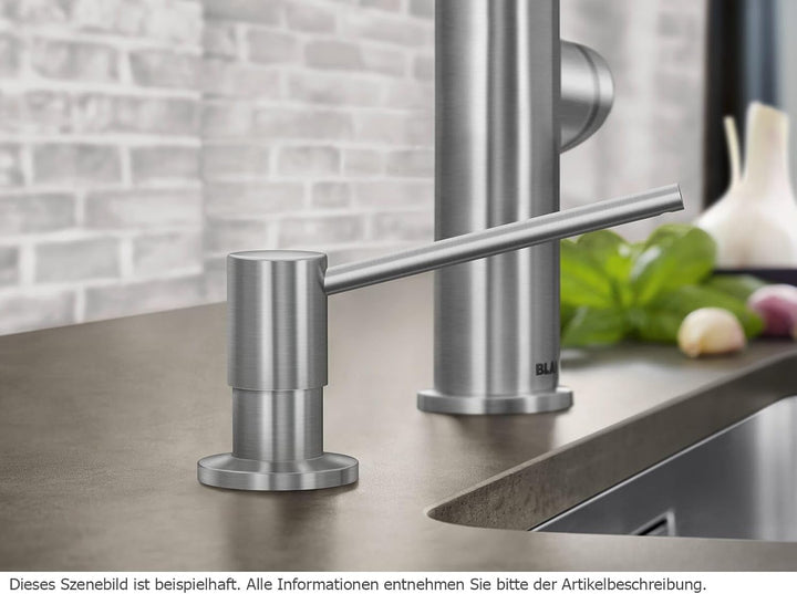 BLANCO TORRE Spülmittelspender PVD steel | Passend zu allen BLANCO-Küchenarmaturen | Bequem von oben