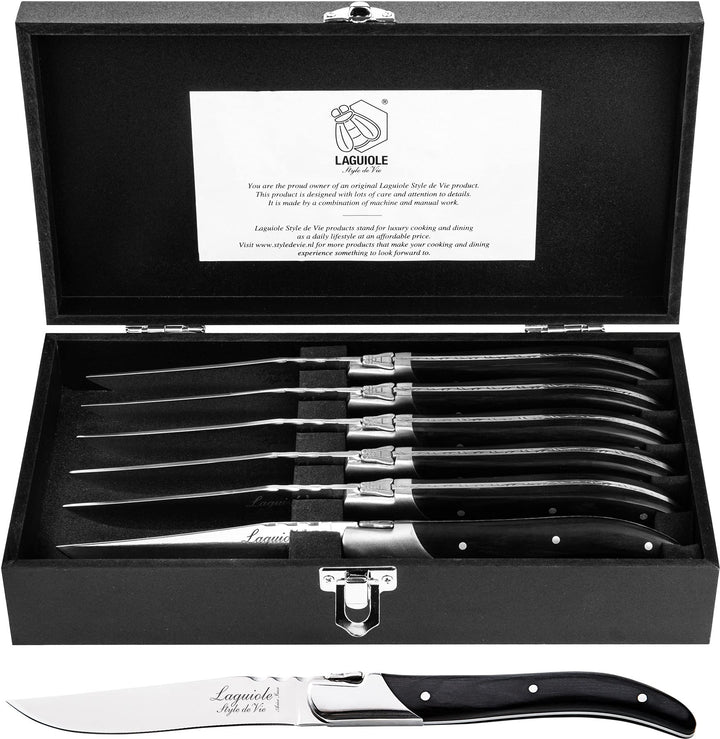 Laguiole Style de Vie Steakmesser Luxury Line, 6-teilig, Ebenholz