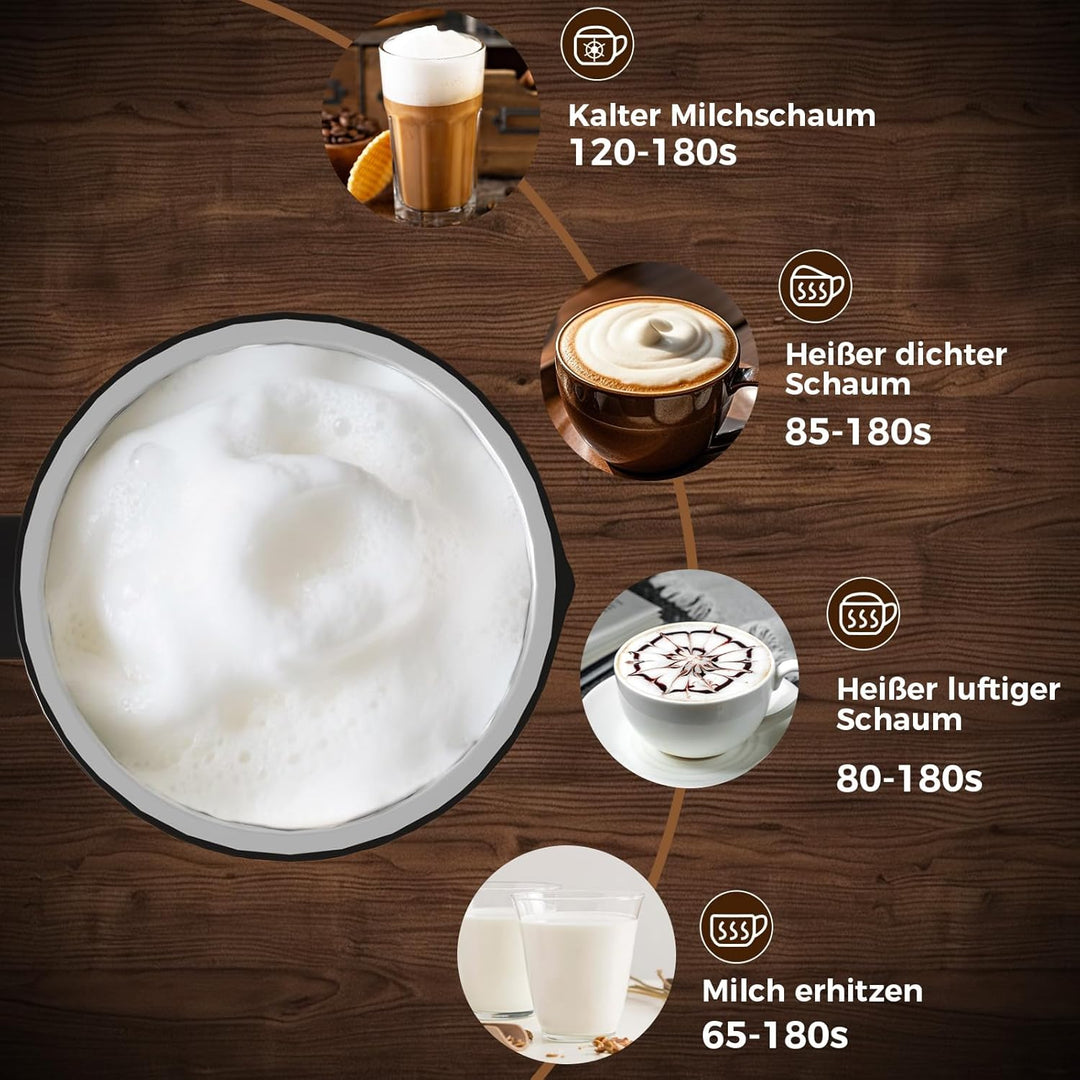 YASHE 4-IN-1 Edelstahl Milchaufschäumer, 10oz/300ml Milchschäumer für Perfekte Lattes, Cappuccinos,
