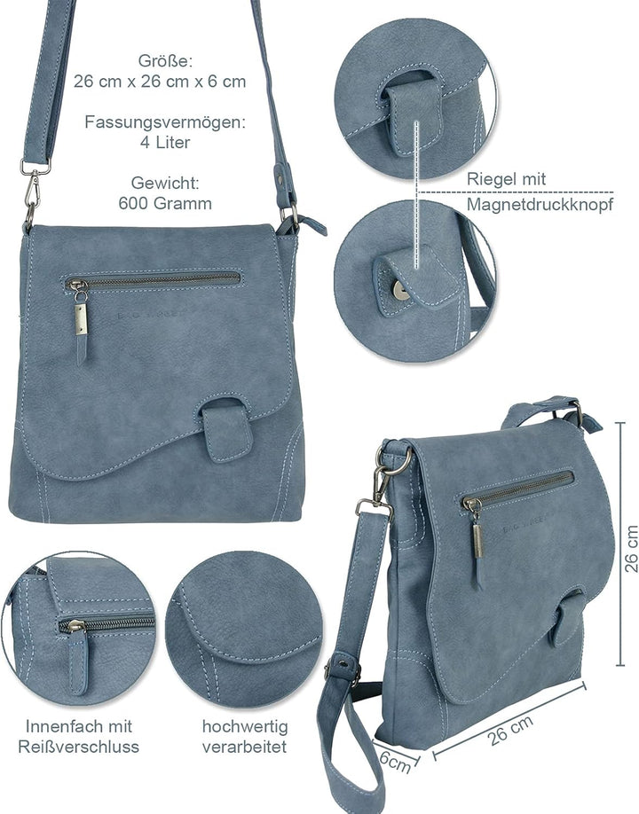 BAG STREET - Damen Handtasche mit Riegel-Magnetverschluss und Reissverschluss - 4 Liter Volumen - Um