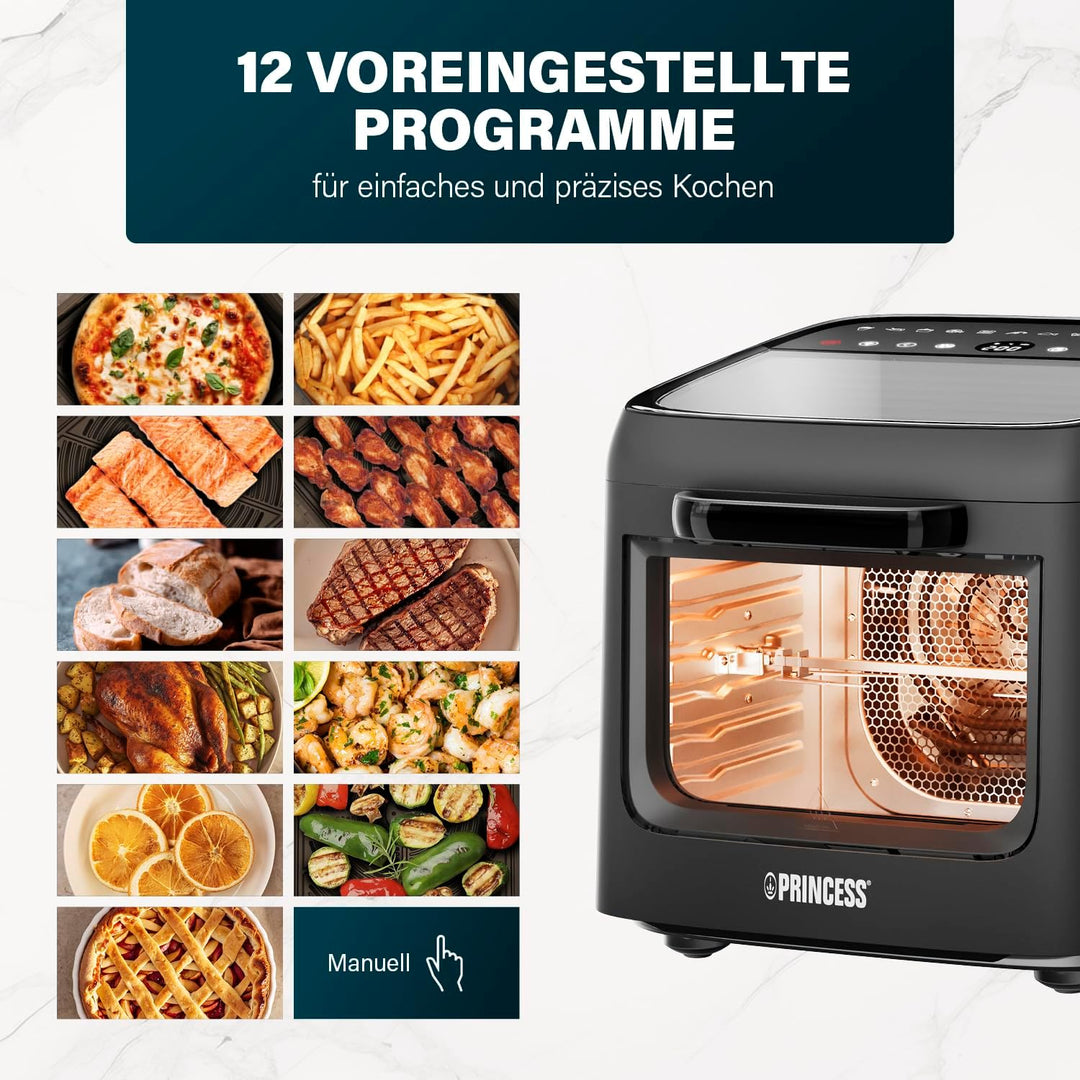 Princess Heissluftfritteuse Backofen Vision, 12,6 L Kapazität, 1800 W Leistung, Multifunktionales Ga