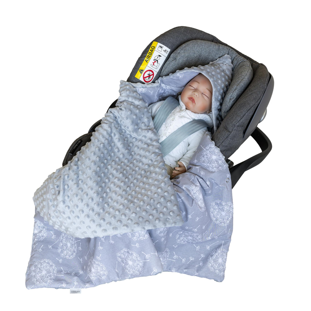 LOOLAY Einschlagdecke Babyschale - Babydecke Autositz 90x90 cm - Fusssack für Autositz Ganzjahresdec