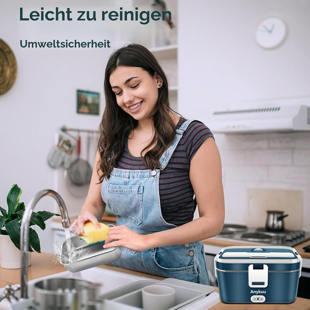 100W Elektrische Lunchbox 1,8L 3-in-1 12V/24V/220V Beheizte Lunchbox Tragbare für Auto/LKW/Büro/Haus