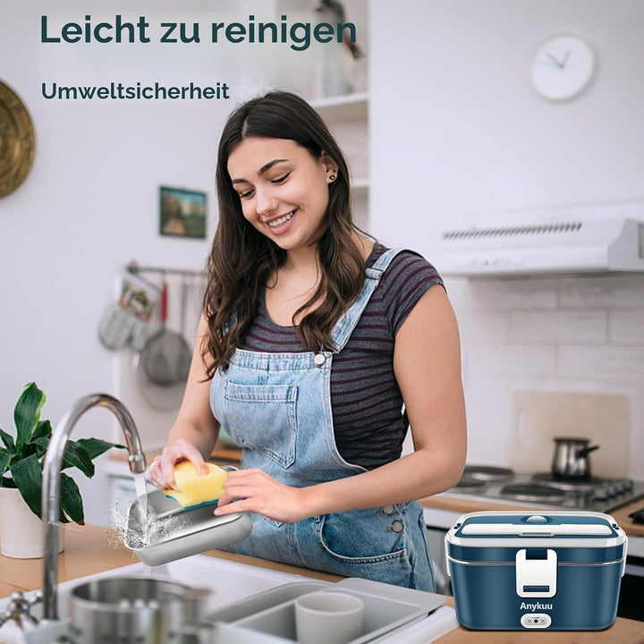 100W Elektrische Lunchbox 1,8L 3-in-1 12V/24V/220V Beheizte Lunchbox Tragbare für Auto/LKW/Büro/Haus