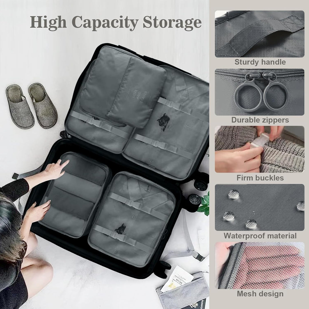 Koffer Organizer Set, 15 Stück Packing Cubes, Wasserdichte Kleidertaschen für Urlaub und Reisen, Tra