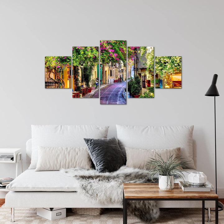 Runa Art Wandbilder Toskana Italien 5 Teilig Bild auf Vlies Leinwand Deko Wohnzimmer Schlafzimmer Na