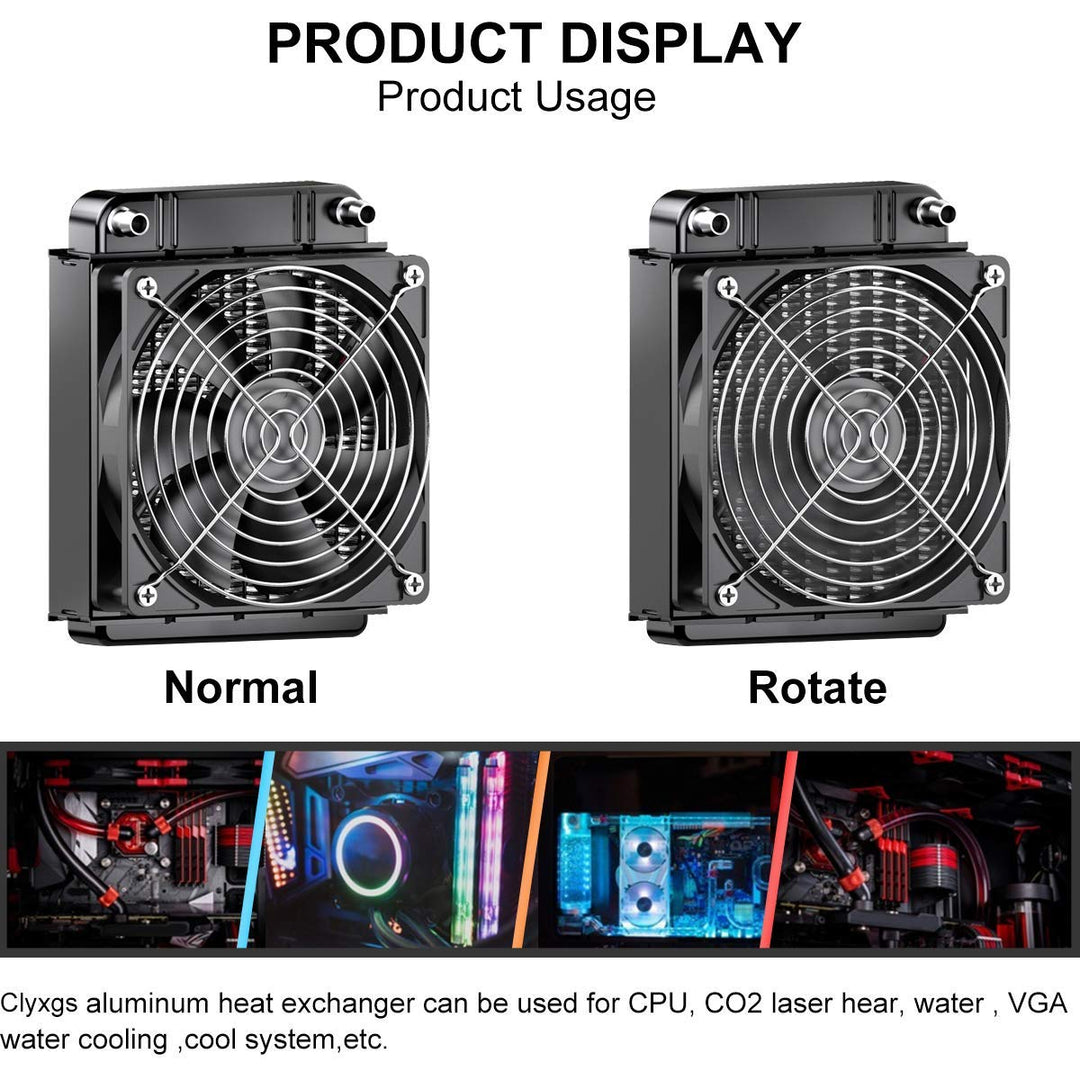 Clyxgs CLDIY Wassergekühlter Kühler, 8-Rohr-Aluminium-Wärmetauscher-Kühler mit Lüfter für PC-CPU-Com
