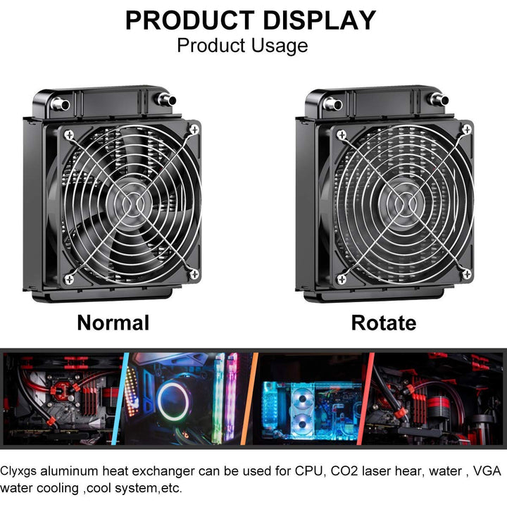 Clyxgs CLDIY Wassergekühlter Kühler, 8-Rohr-Aluminium-Wärmetauscher-Kühler mit Lüfter für PC-CPU-Com