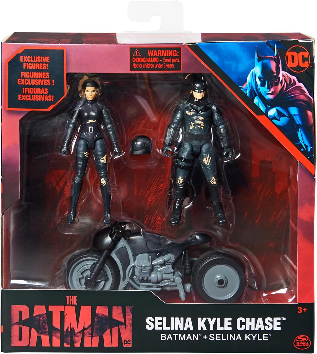 DC Batman The Batman 10cm Spielset mit Batman-, Selina Kyle-Actionfiguren und Selina Kyle-Bike inkl.