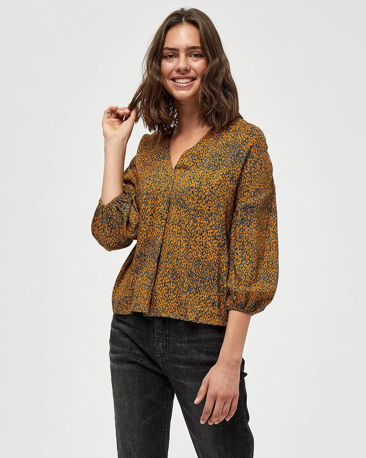 Desires Damen Gebbi Long Sleeve Top mit langem Arm S 5835p Buckethorn Brown Pr, S 5835p Buckethorn B