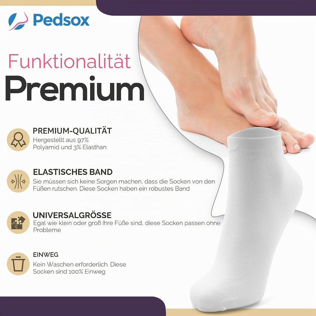Pedsox - Nachfüllpack 200 Stück Premium Hygienische Socken Einheitsgrösse Grosse Grössen Weiss, Einh