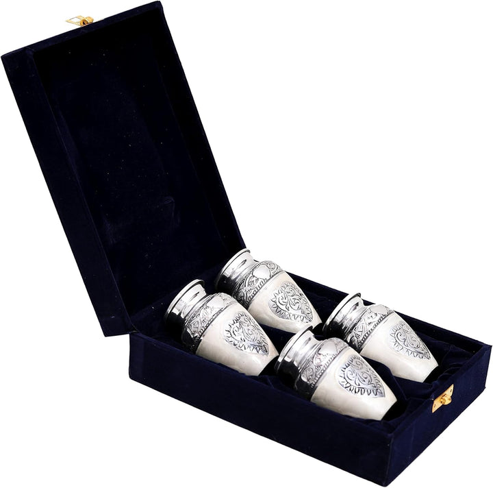 HLC Urns Urnen-Urnen-Set mit 4 Herzen, 4 Stück, für die menschliche Asche, mit Samtbox und 4 Samtbeu