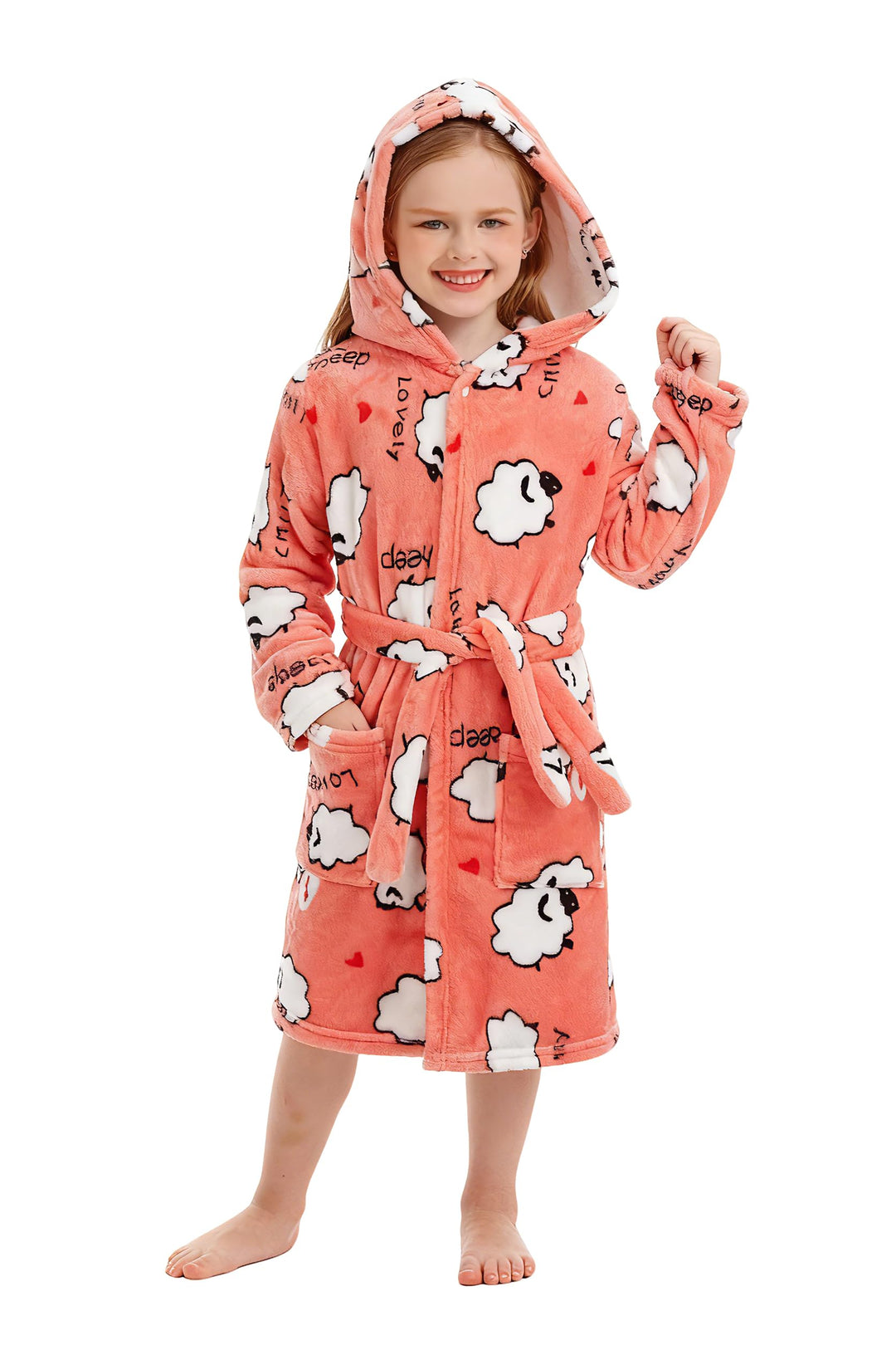 Unisex Baby Korallen Fleece mit Kapuze Morgenmantel Bademantel Jungen Mädchen Kleinkinder Pyjamas Na