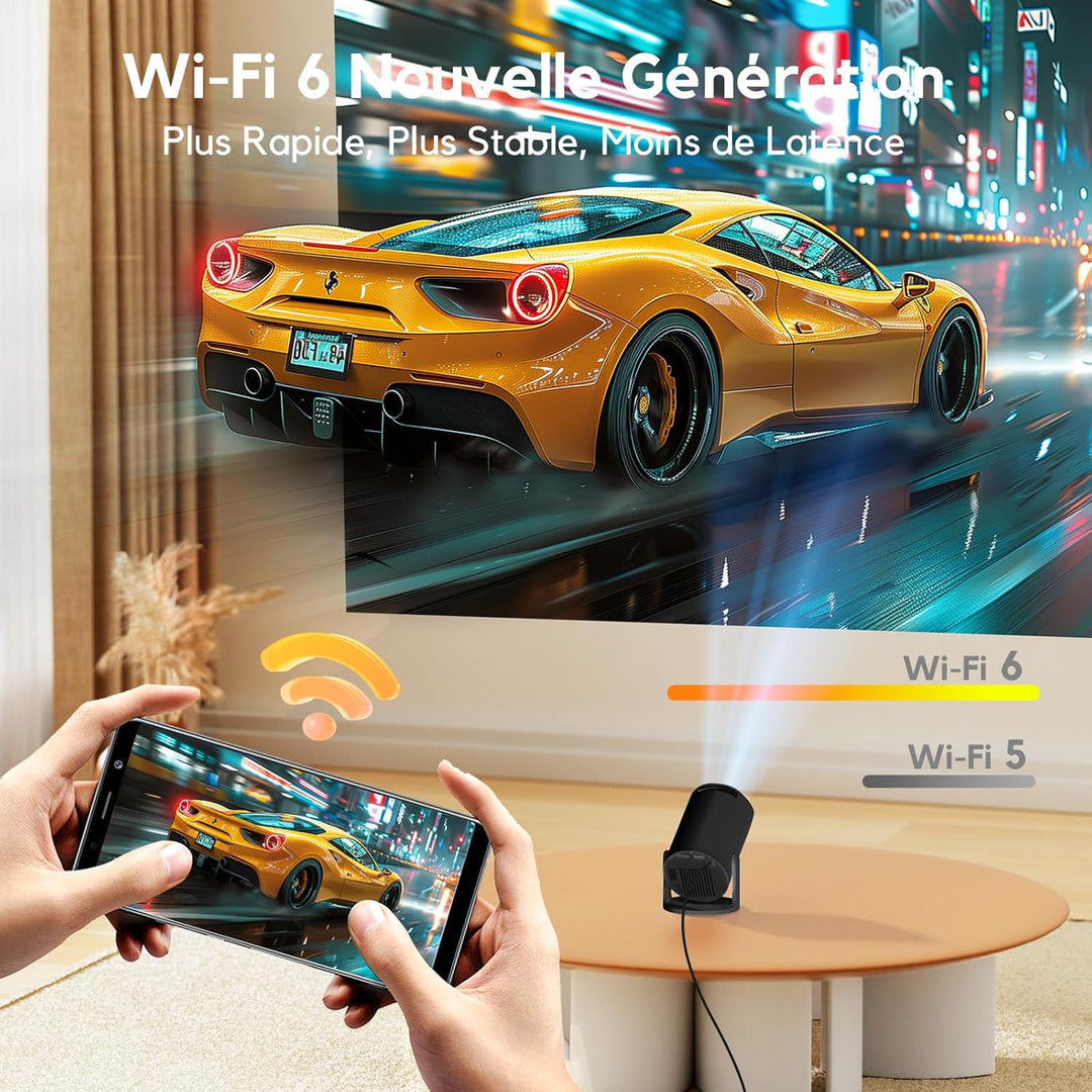 Mini Beamer mit Stativ, AKIYO WiFi Bluetooth Beamer Full HD 1080P Unterstützung, Native 720P Portabl