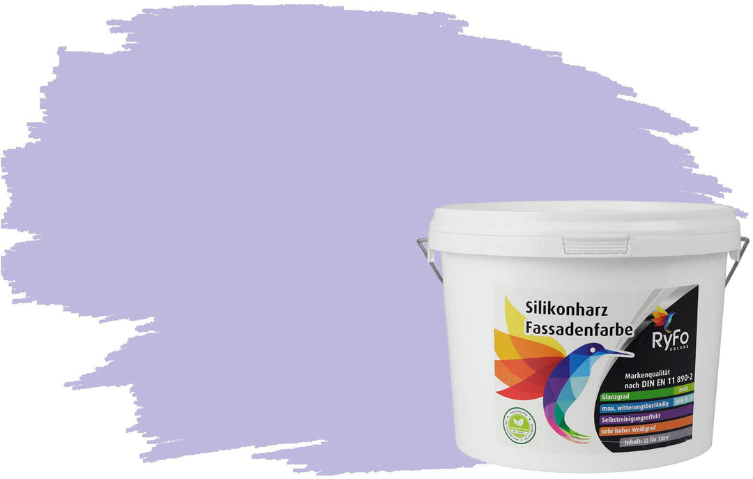 RyFo Colors Silikonharz Fassadenfarbe Lotuseffekt Trend Flieder 3l - bunte Fassadenfarbe, weitere Bl