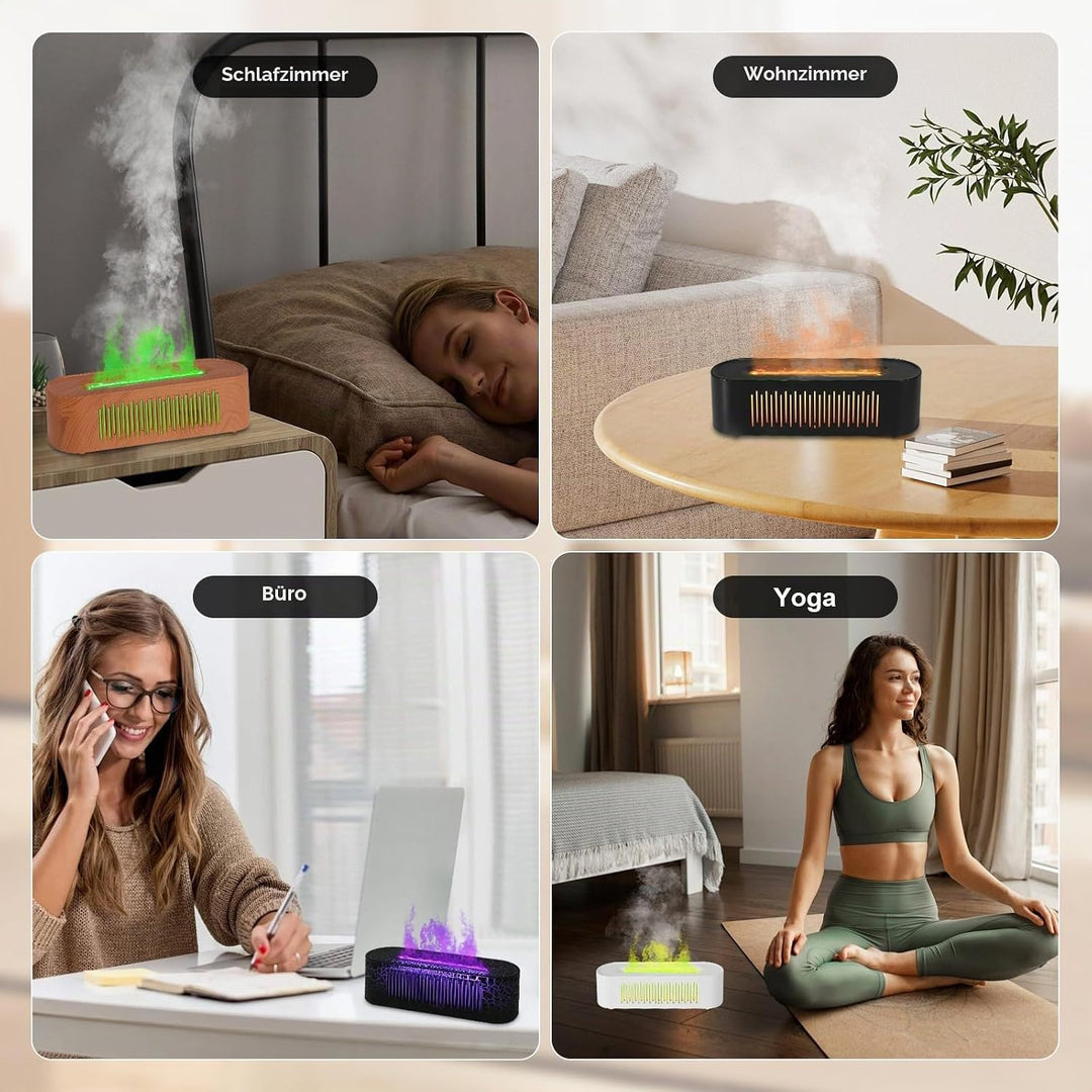 Vulkan Luftbefeuchter Flammen Aroma Diffusor: 260ml Ultra-Leiser Ätherischer Öle Diffusor mit 7 Farb