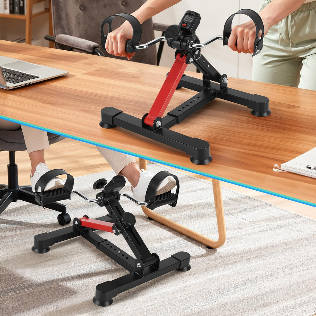 Mini Heimtrainer Beintrainer mit LCD-Monitor, Faltbar, Arm- und Beintrainer Fitnessgerät für Zuhause