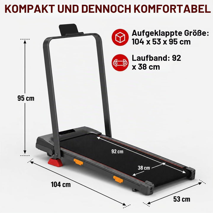 Klappbares Laufband für Zuhause 2.75HP Steigung, Haus &amp; Büro 120KG | Laufband mit Steigung 12%, 6-in