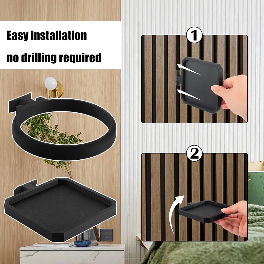 4 Stück Pflanzenhalter für Akustikplatten 2 Quadratische Akustikplatten-Zubehörteile und 2 Durchbroc
