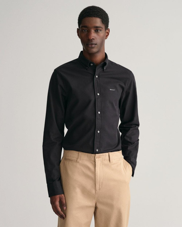 GANT Herren Slim Pinpoint Oxford Shirt Klassisches Hemd S Schwarz, S Schwarz