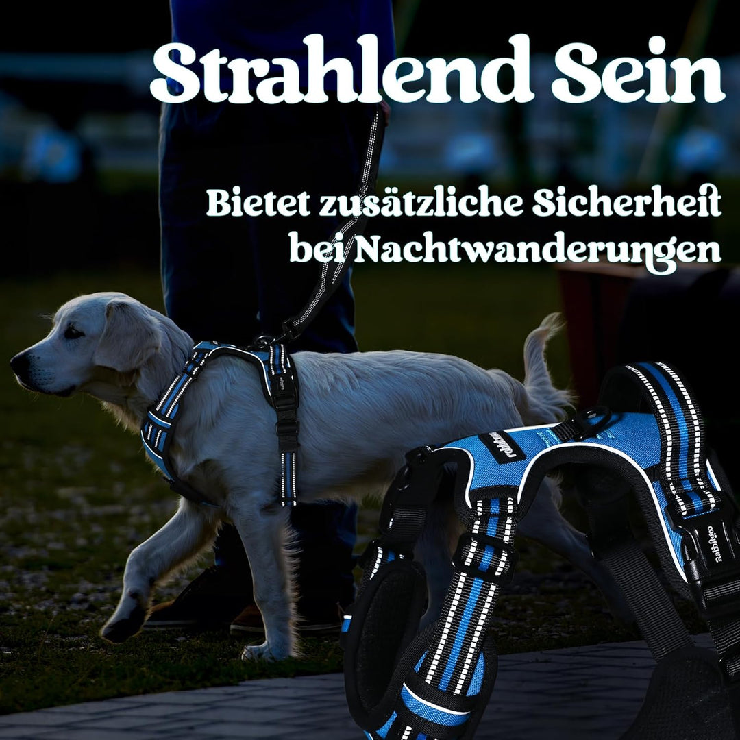 rabbitgoo Hundegeschirr Grosse Hunde, Verstellbare Geschirr Hund ohne Zug &amp; Würgen, Anti Zug Hundege
