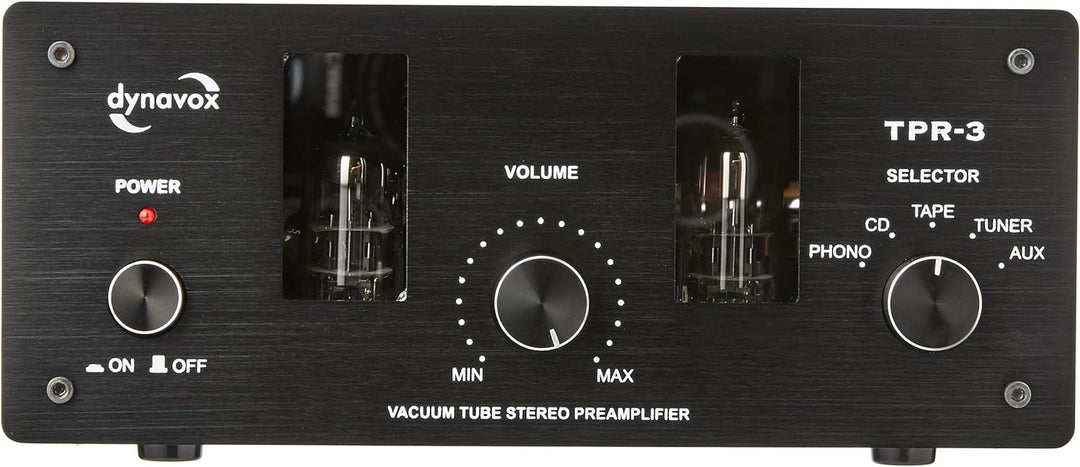 Dynavox Röhrenvorstufe TPR-3, Vorverstärker mit Röhren, 5 Cinch-Eingänge inkl. Phono-Eingang für Pla