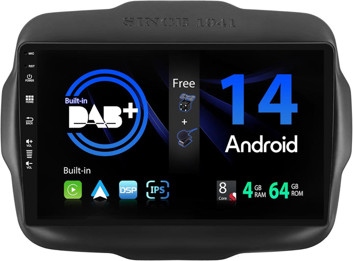 SXAUTO - Built-in DAB - Android 12 IPS Autoradio Passt für Jeep Renegade (2015-2018) - Eingebaut Car