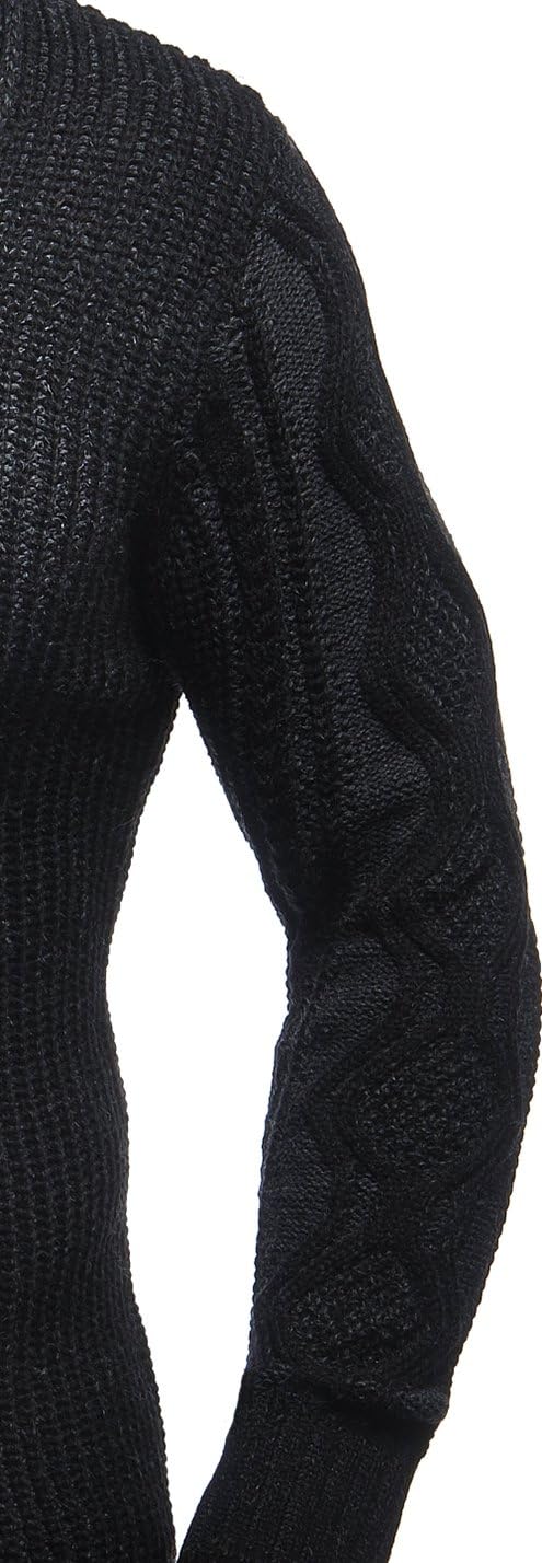 Leif Nelson Herren Strick-Pullover Schalkragen Slim Fit Winter Sommer Moderner Männer schwarzer Pull