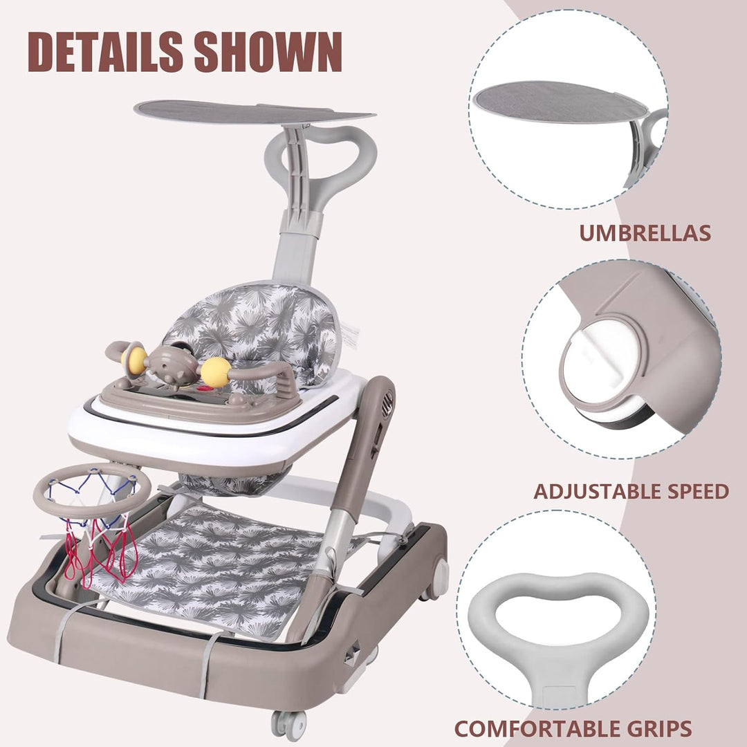 Lauflernhilfe für Babys mit Spielset und Bodenmatte, robust, faltbar, mit 5 verstellbaren Positionen
