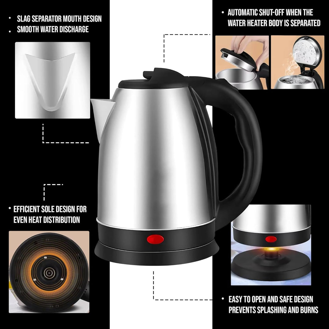 Leyf Edelstahl Wasserkocher 1,8L - 1500W, 360° drehbare Basis, Automatische Abschaltung, Überhitzung