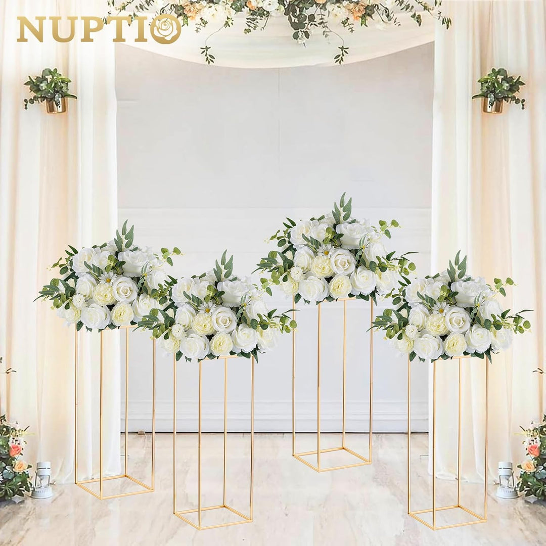 Nuptio 10 Stück Goldvasen für Hochzeit Herzstück Tische, Metall Blumenboden Vase Säule Blumenständer