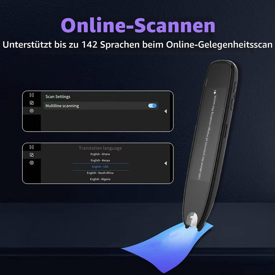 Übersetzerstift, 142 Sprachen Smart Voice Pen Scanner, LCD Touchscreen Text zu Sprache Gerät für Leg