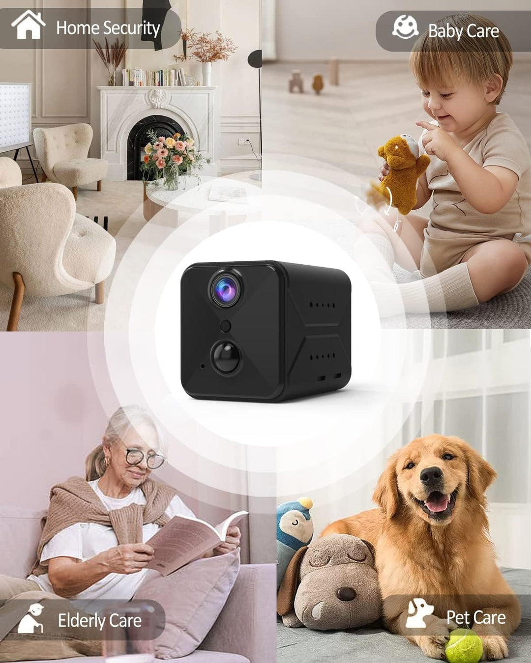 javiscam Mini Kamera, Kamera Überwachung Innen, Überwachungskamera Live Übertragung Handy APP, 100 T