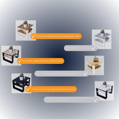 CraftPAK Wohnzimmer Tisch für Couch aus hochwertigem Holzwerkstoff, Stabiler & moderner Couchtisch m