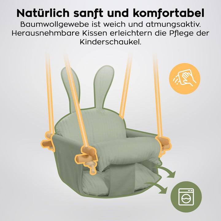Tulano Hop 33 Grey | Baby Schaukel Hängesitz Indoor & Outdoor | Ab 6 Monaten | Mit Sicherheitsgurt &